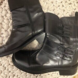 Donald J Pliner leather Black Boots with buckles